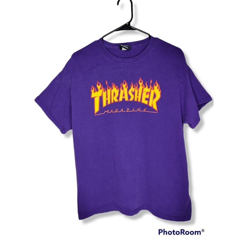 Thrasher Skateboard Magazine Graphic Shirt Adult Large L Mens Purple Skater